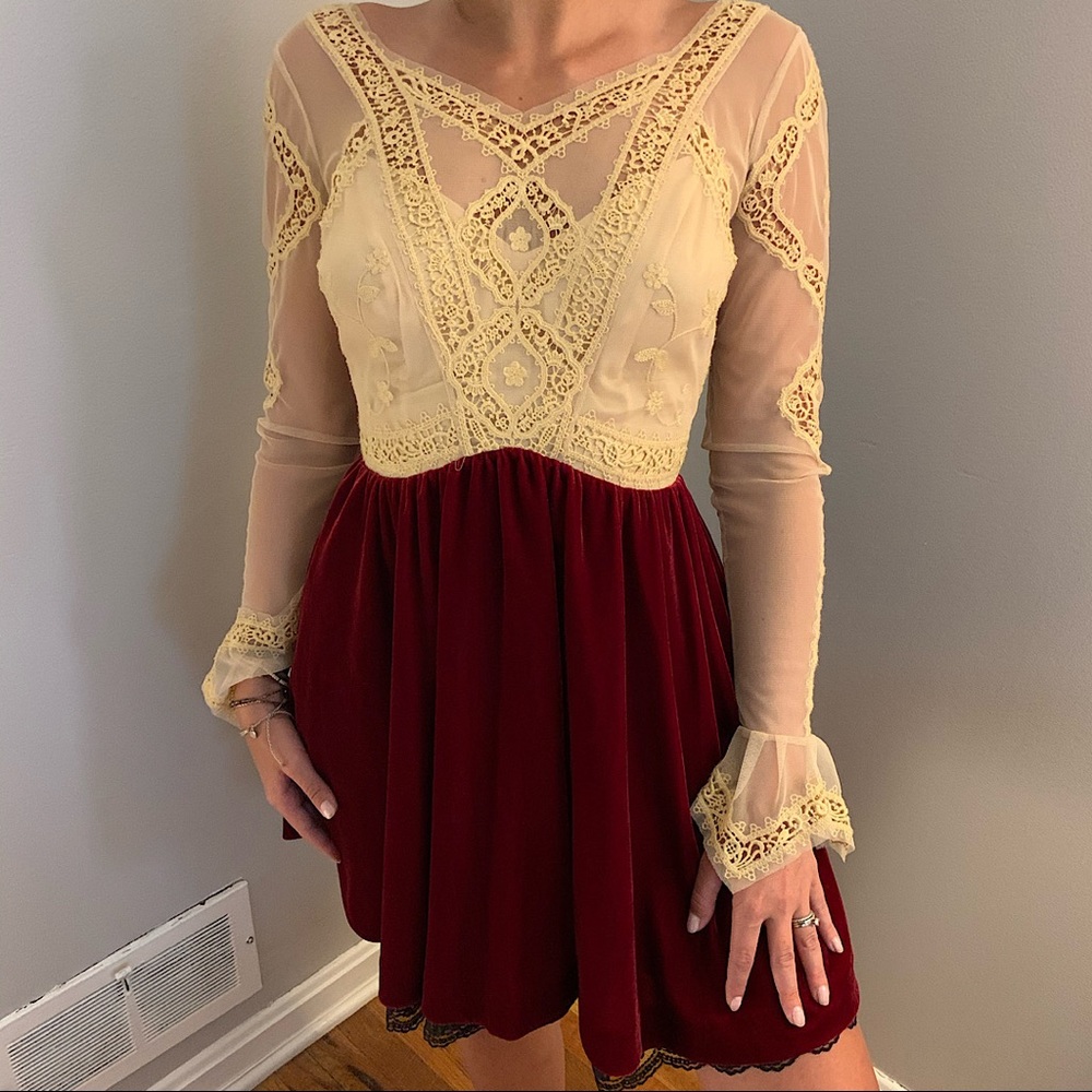 Free People V for Victorian Velvet Mini Dress